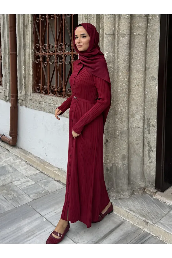 Kadın Önü Düğmeli Uzun Elbise