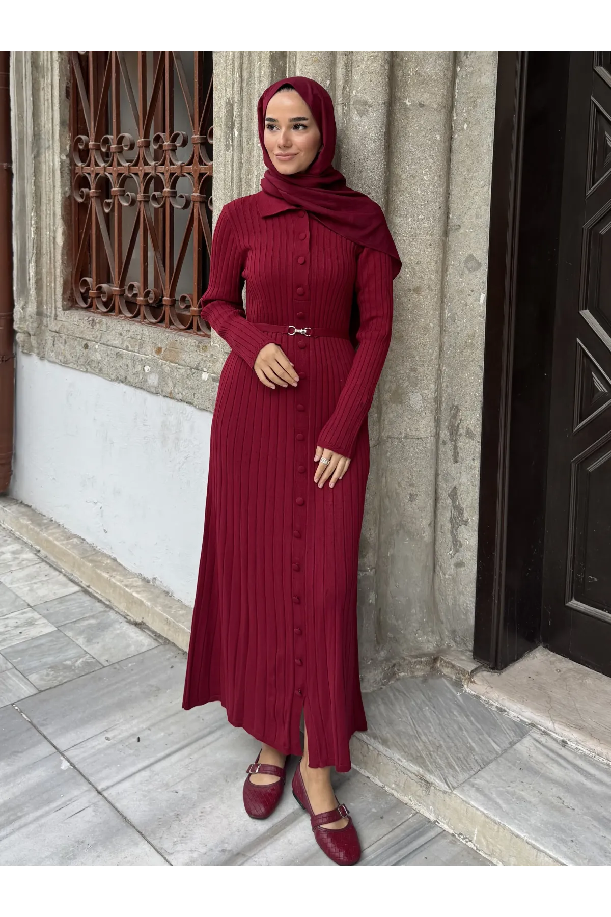 Kadın Önü Düğmeli Uzun Elbise