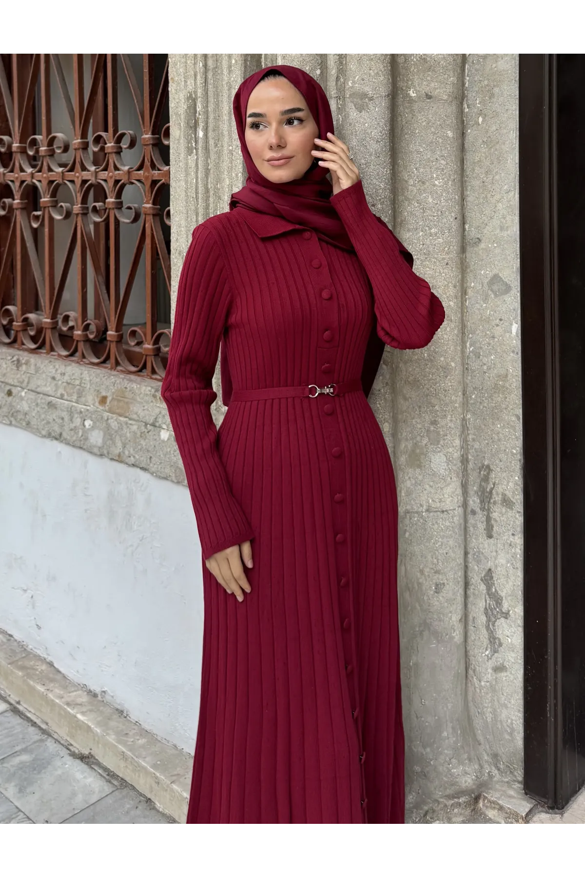 Kadın Önü Düğmeli Uzun Elbise