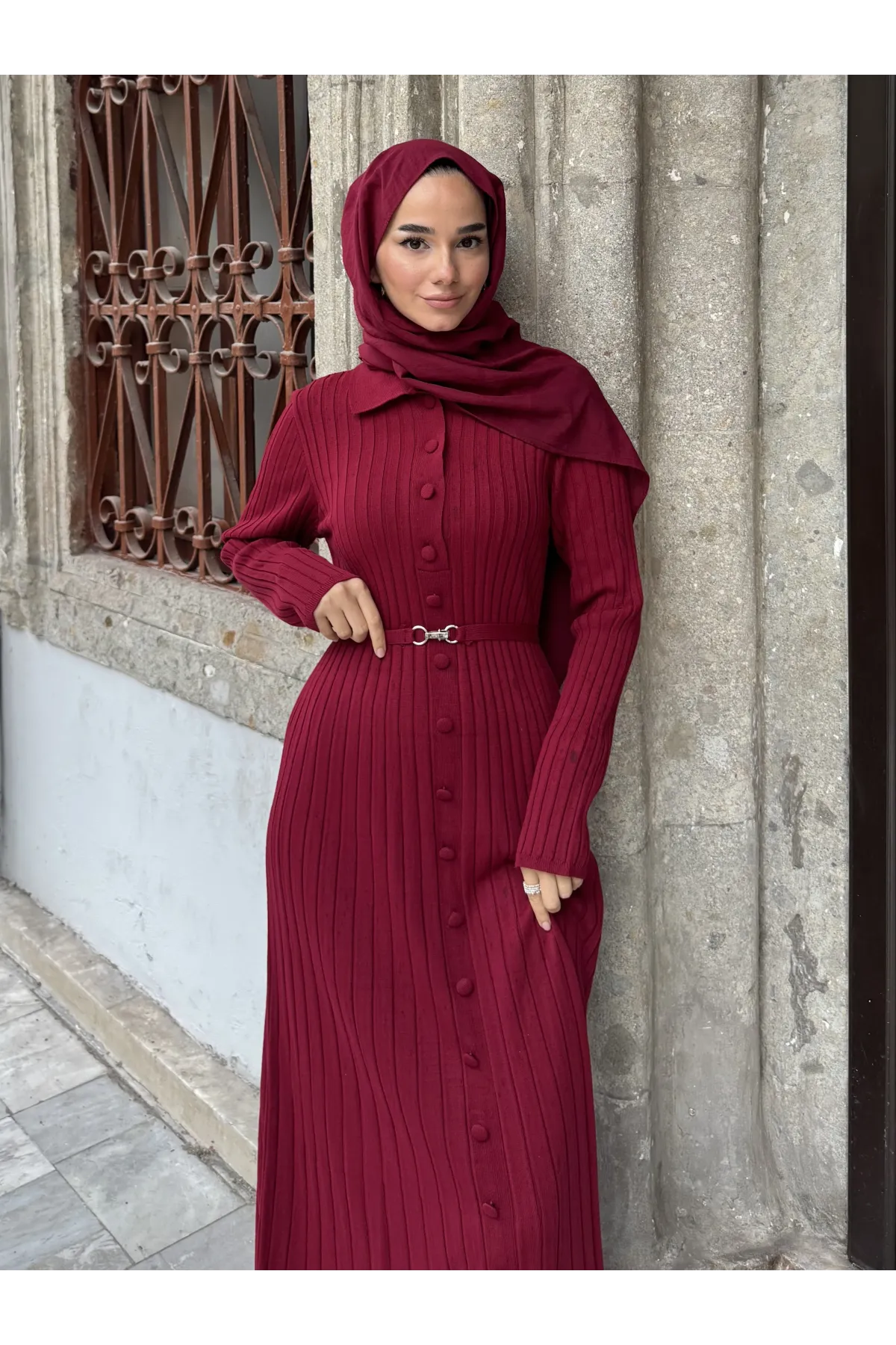 Kadın Önü Düğmeli Uzun Elbise