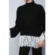 Kol Ucu Ve Etek Ucu Dantelli Bluz