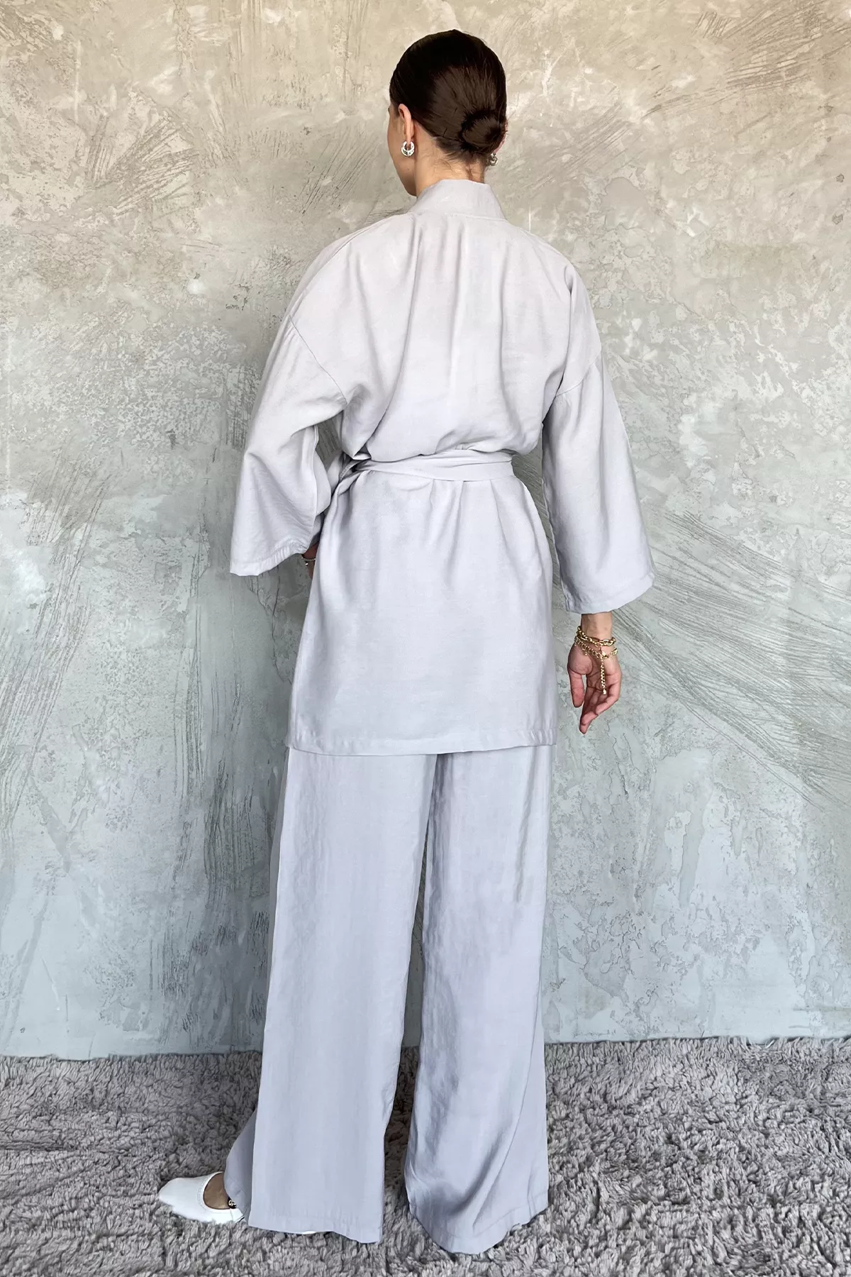 Kadın Taşlı Kimono Takım