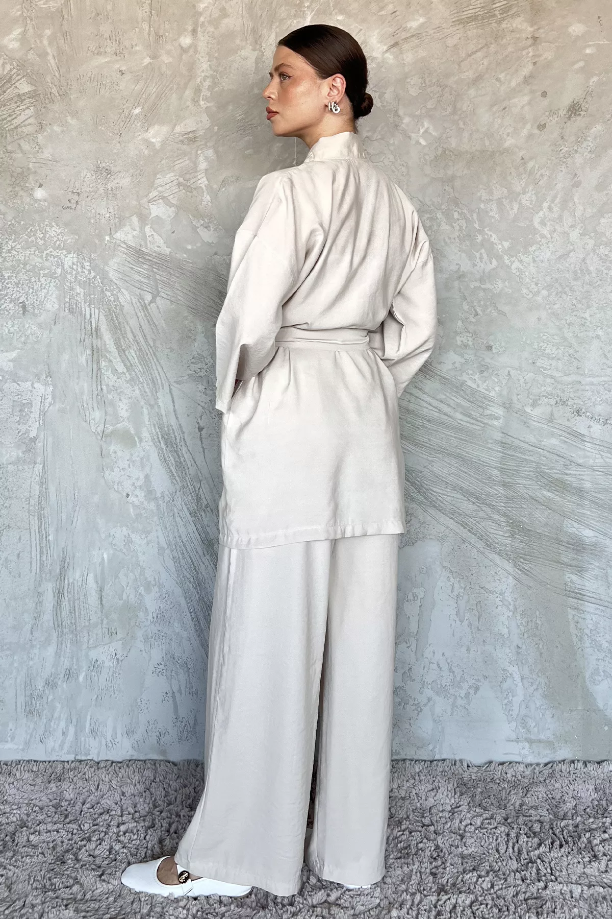 Kadın Taşlı Kimono Takım