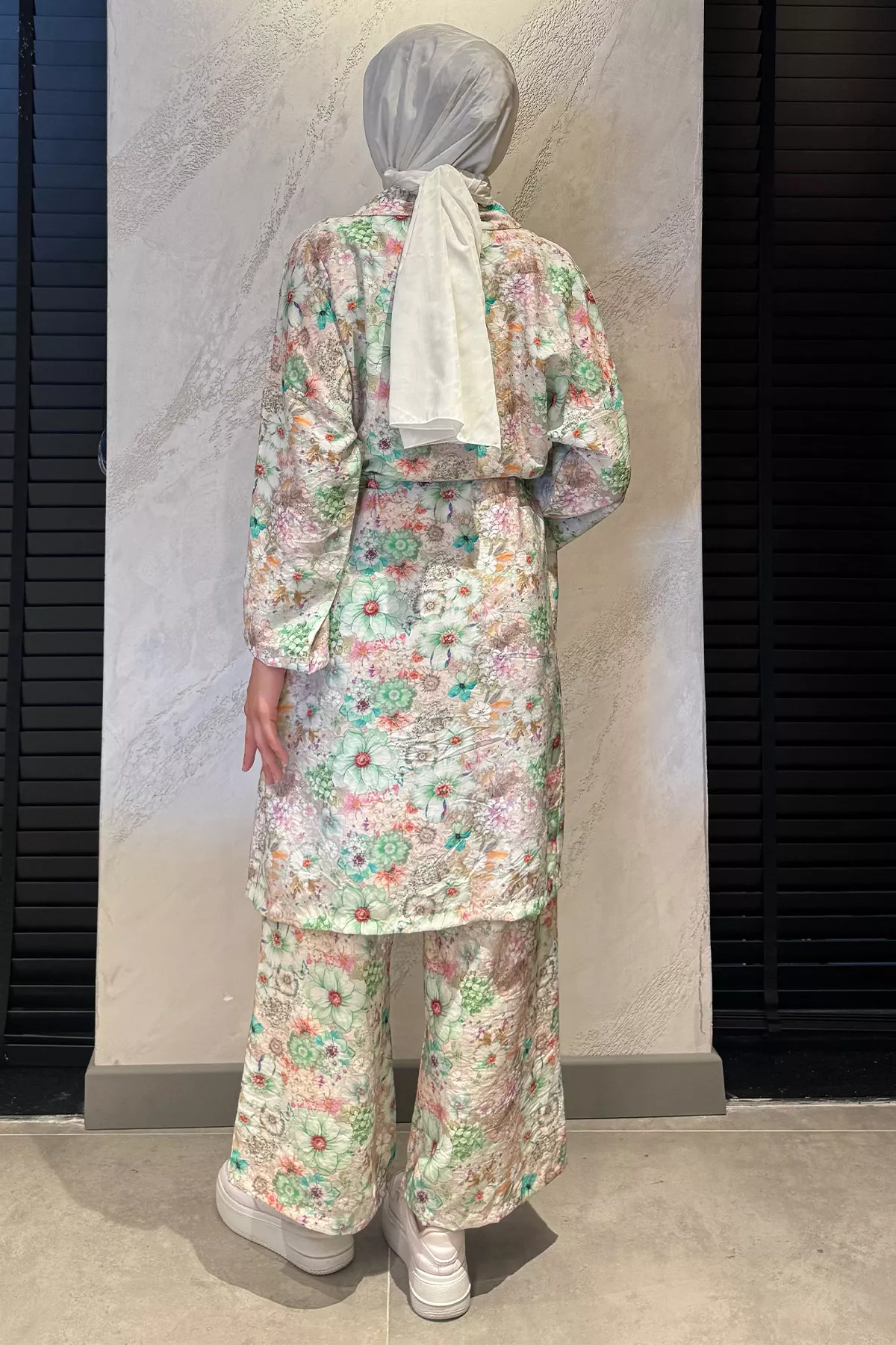 Kadın Çiçek Desenli Kimono Takım