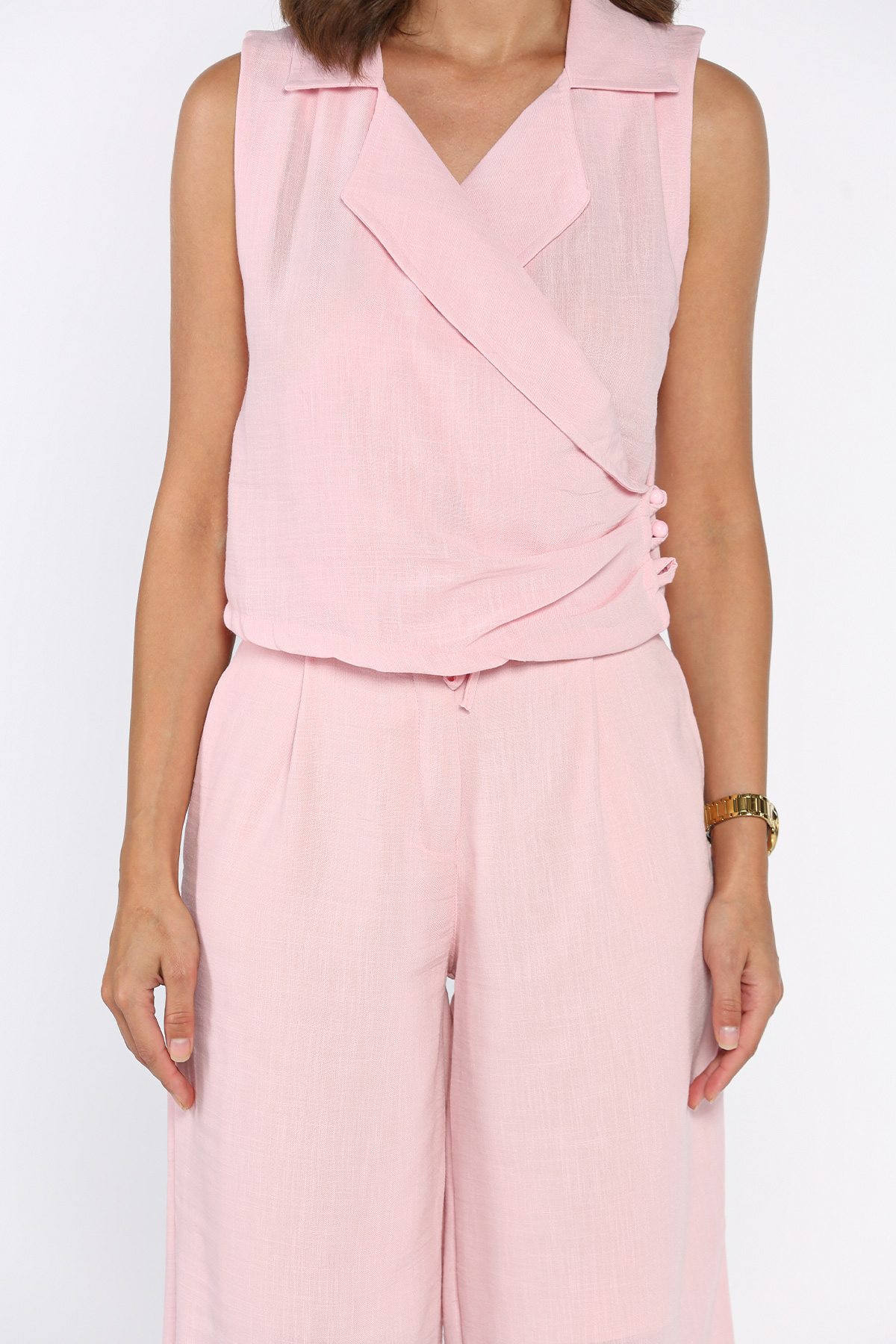 Kadın Kruvaze Yaka Yelek Ve Pantolon Takım