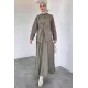 Kadın Büzgülü Düğmeli İkili Takım