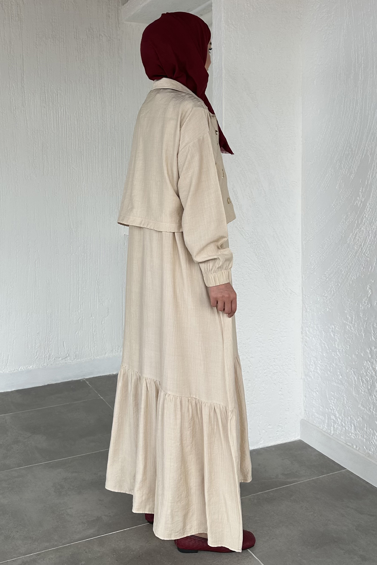 Kadın Ceketi Taşlı Elbise İkili Takım