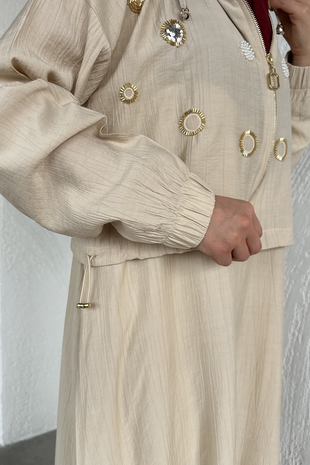 Kadın Ceketi Taşlı Elbise İkili Takım