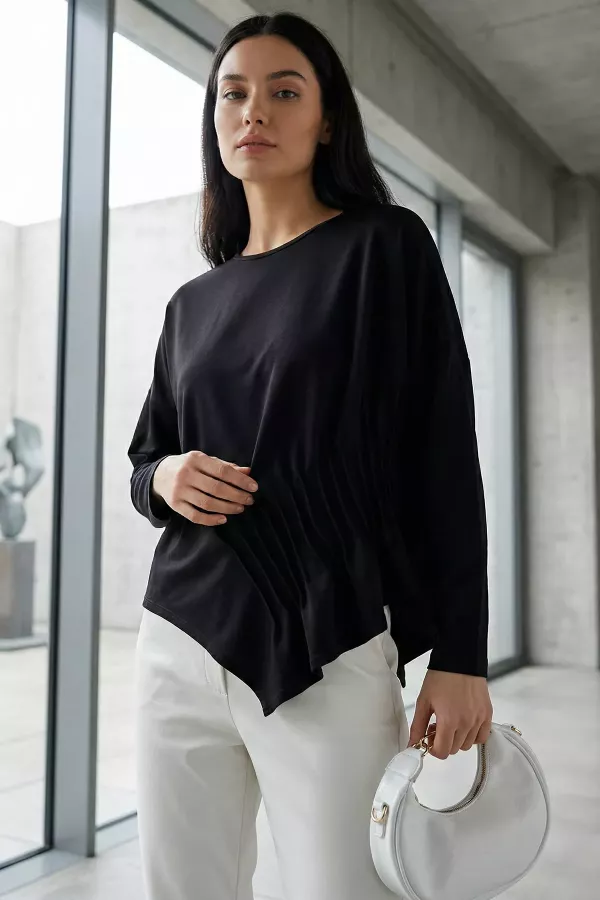 Kadın Bel Yükarı Doğru Büzgülü Bluz