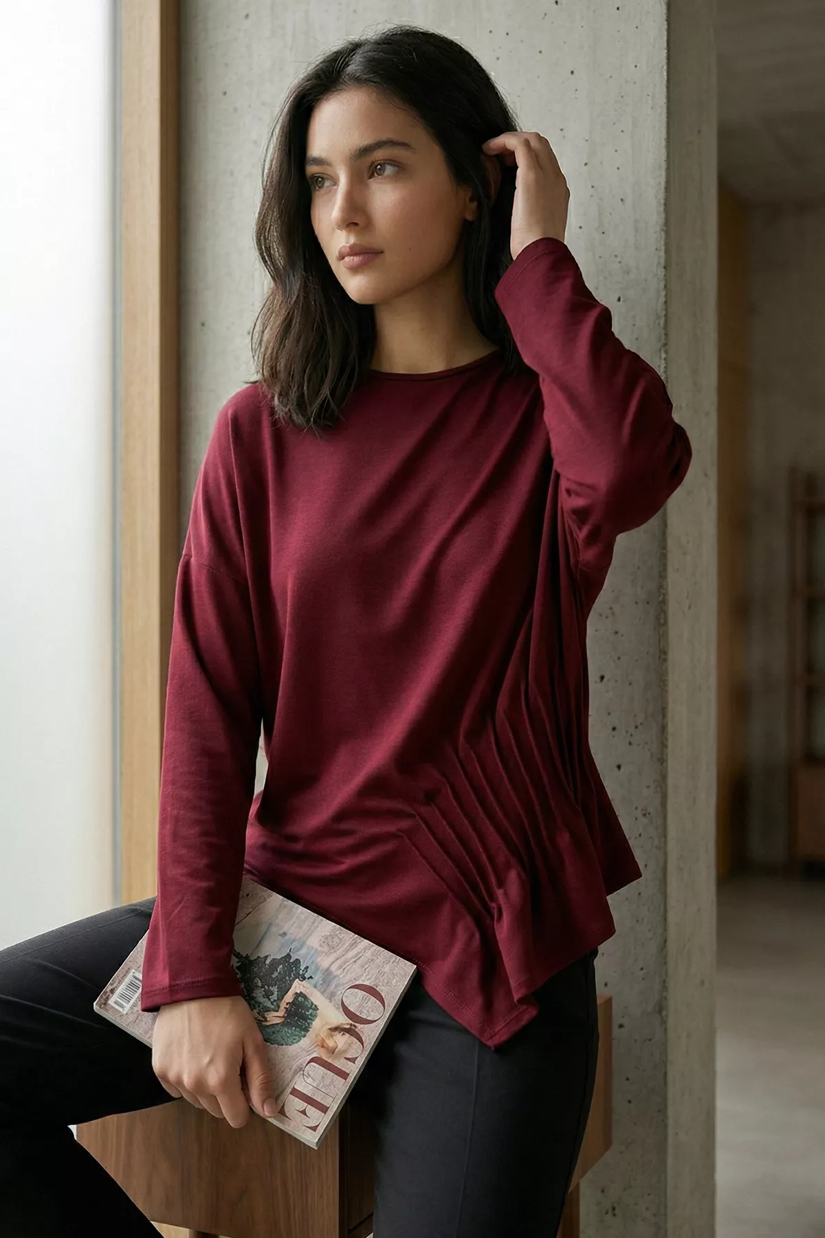 Kadın Bel Yükarı Doğru Büzgülü Bluz