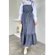 Kadın Jean Askılı Gömlek Detaylı Elbise