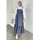 Kadın Jean Askılı Gömlek Detaylı Elbise