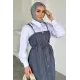 Kadın Jean Askılı Gömlek Detaylı Elbise