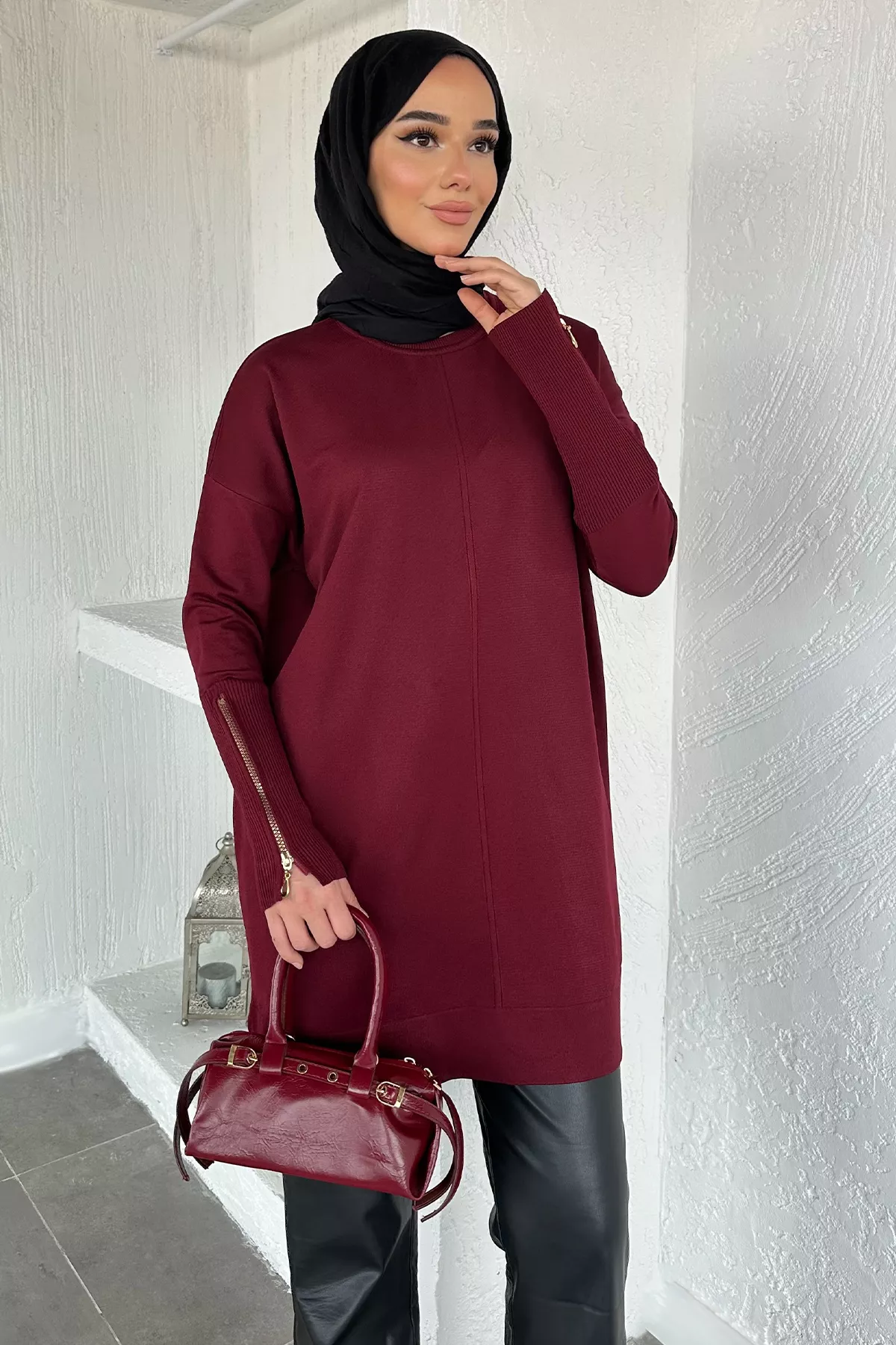 Kadın Kol Fermuarlı Tunik