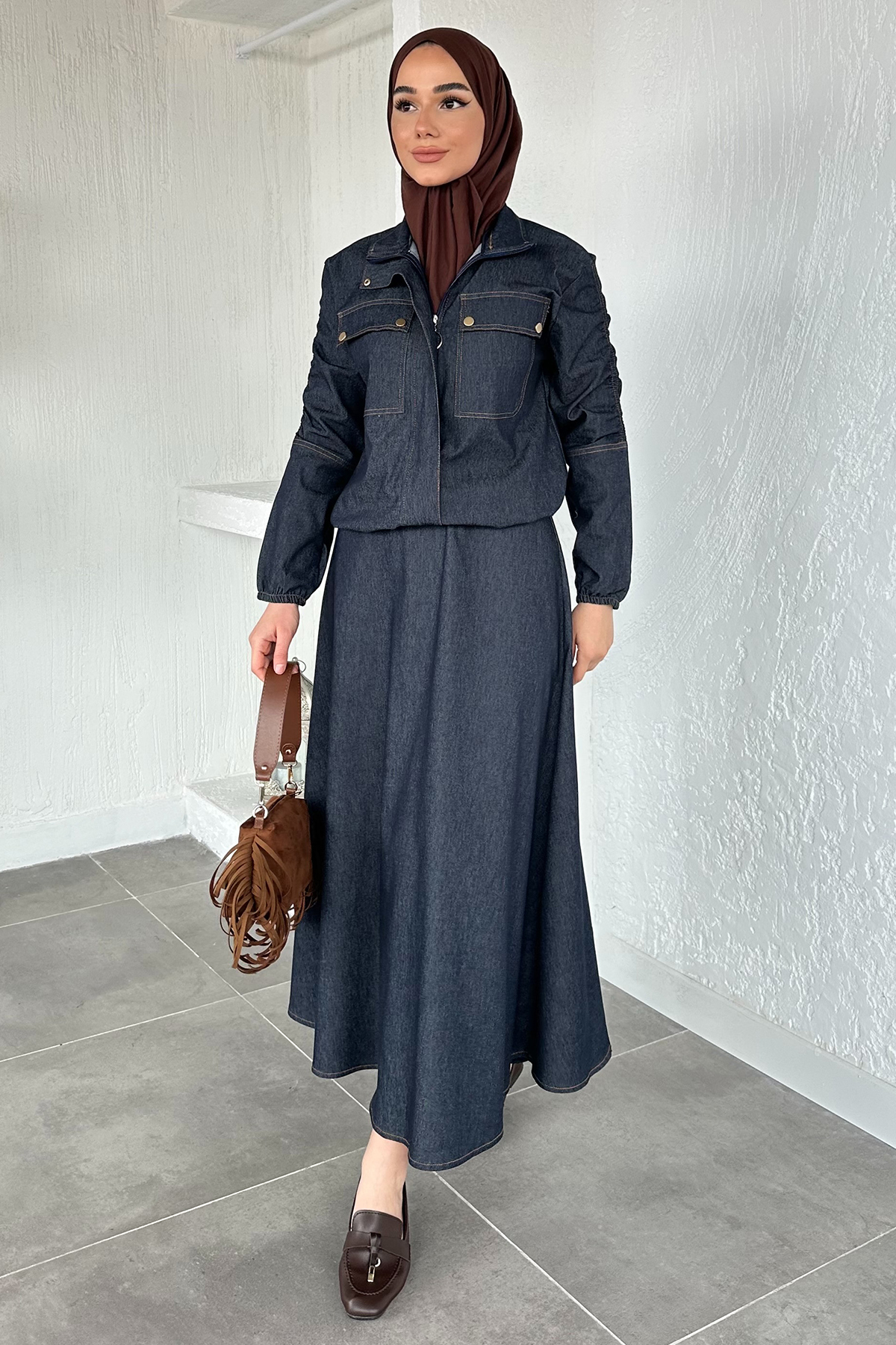 Kadın Etekli Jean Takım