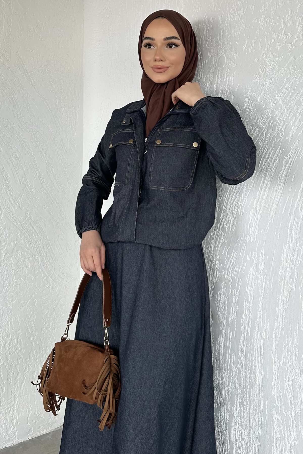 Kadın Etekli Jean Takım