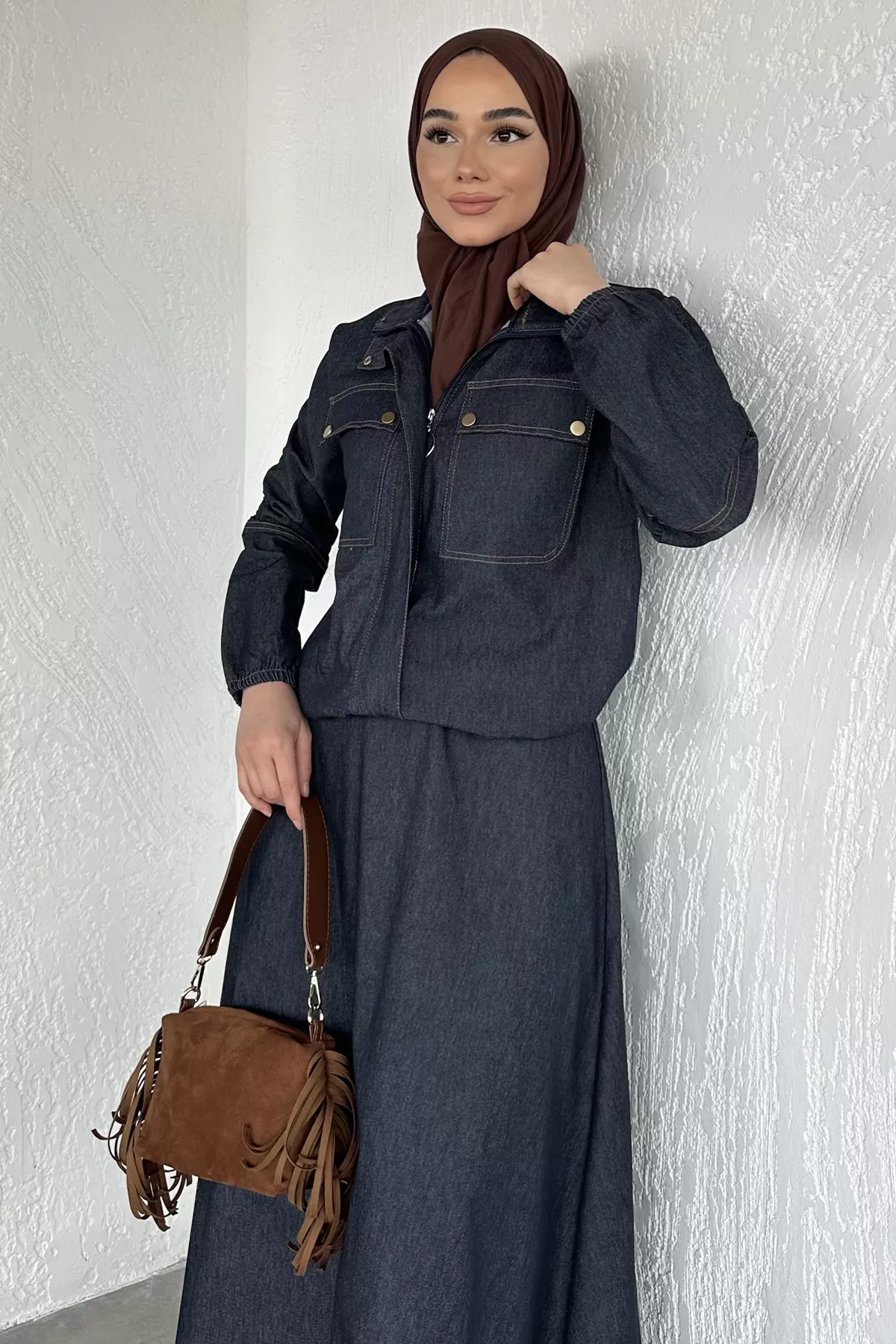 Kadın Etekli Jean Takım
