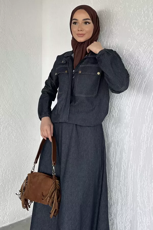 Kadın Etekli Jean Takım