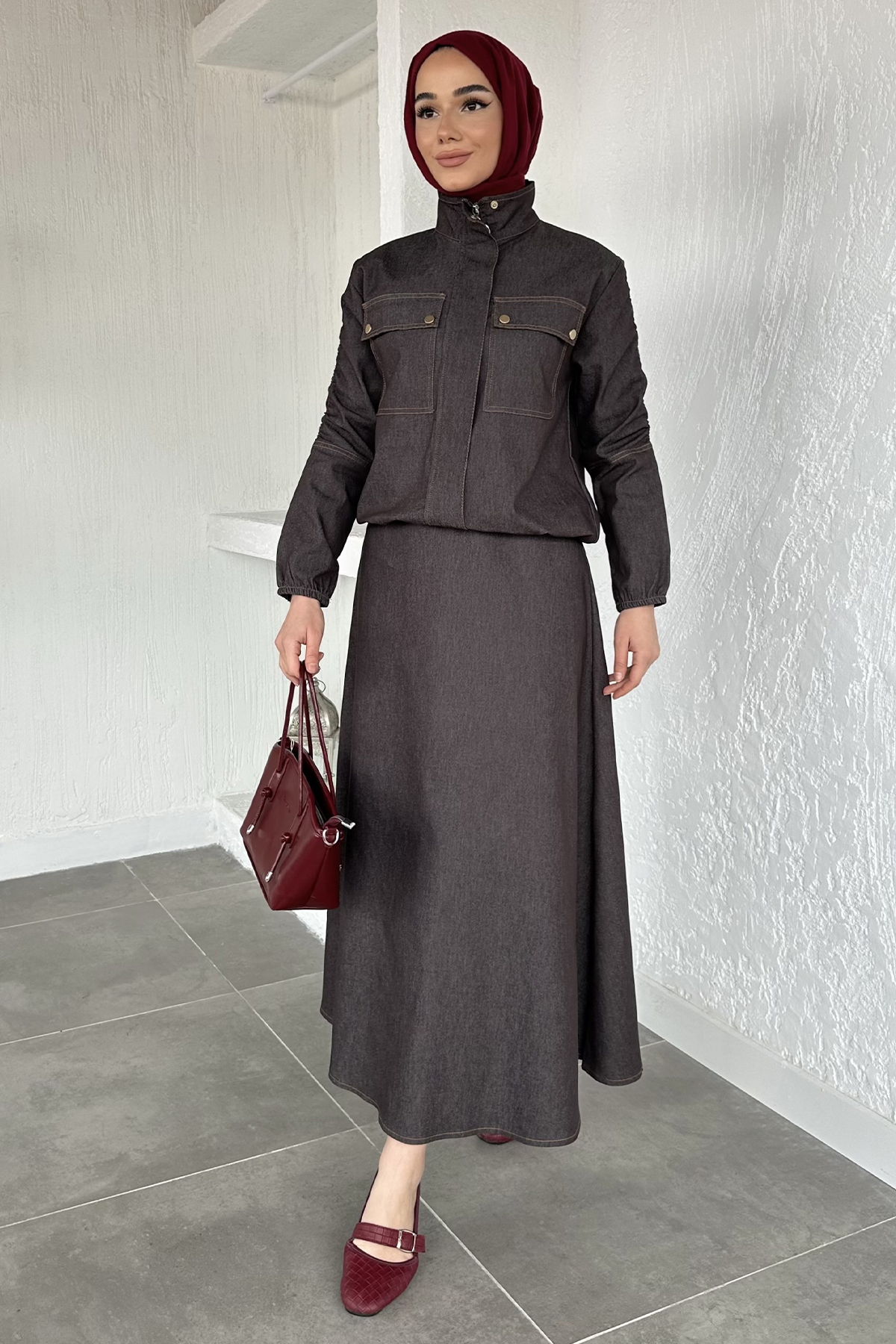 Kadın Etekli Jean Takım