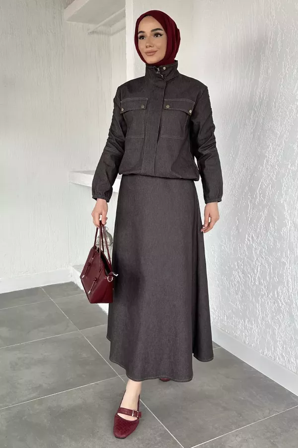 Kadın Etekli Jean Takım