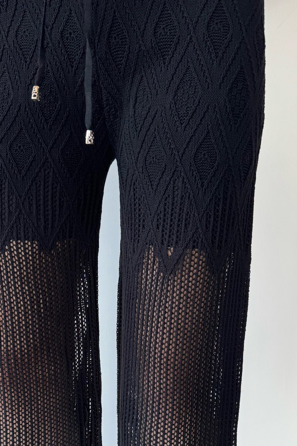 Kadın Baklava Desenli Bağlamalı Pantolon