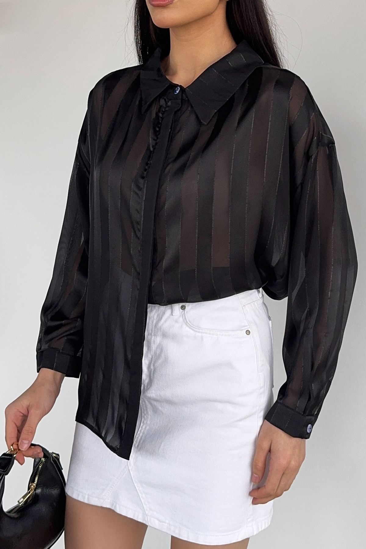 Çizgili Salaş Kısa Gömlek