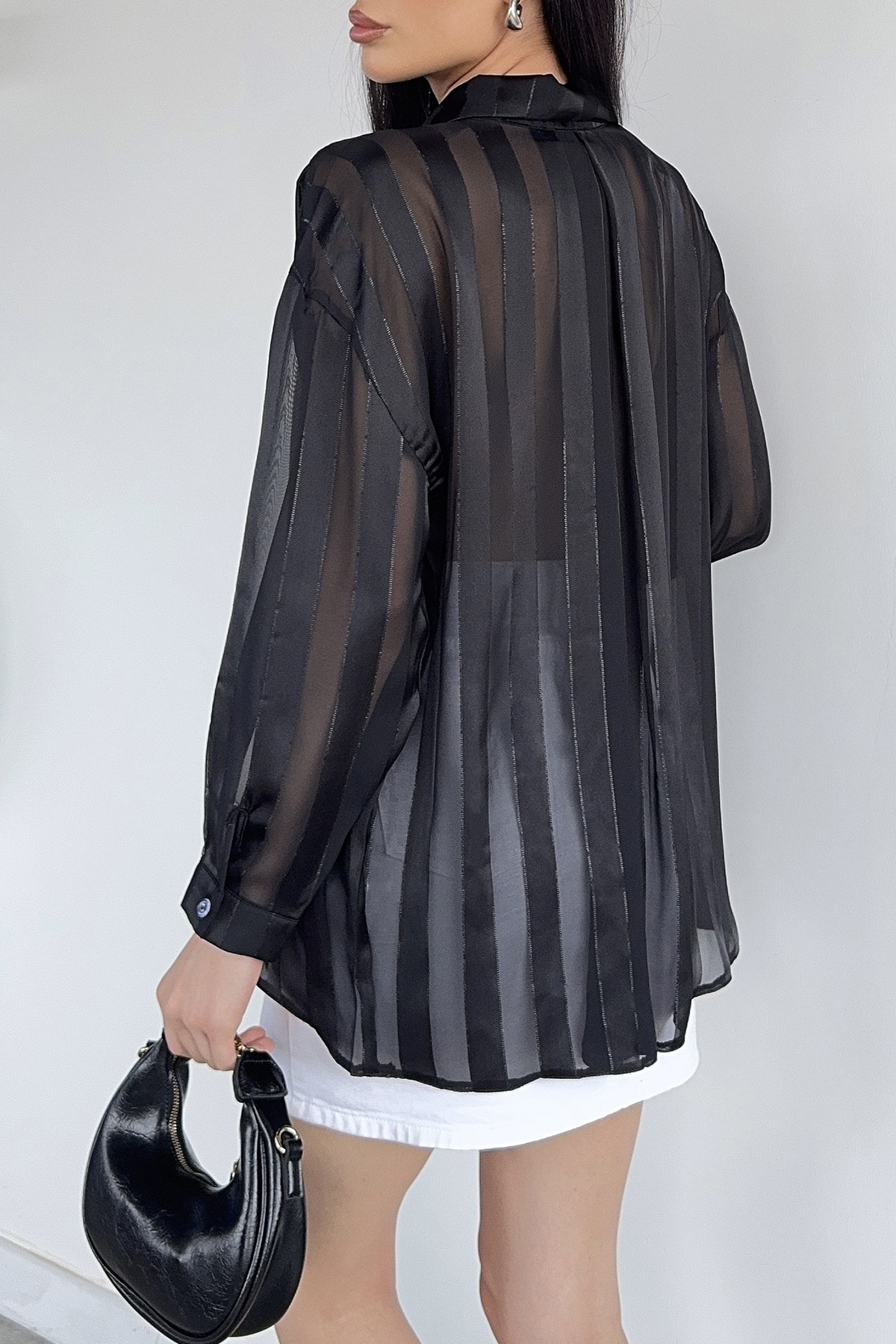 Çizgili Salaş Kısa Gömlek