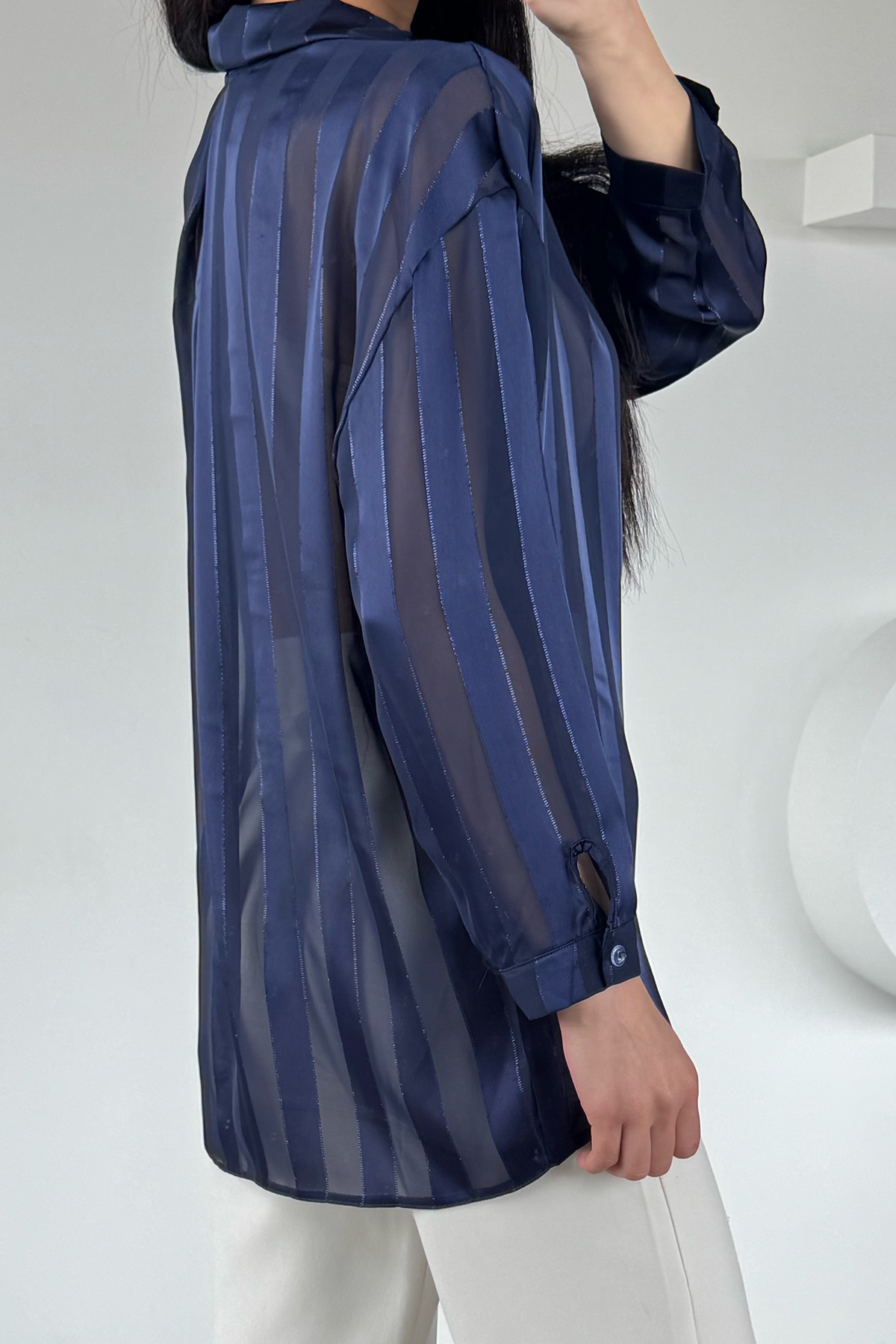 Çizgili Salaş Kısa Gömlek