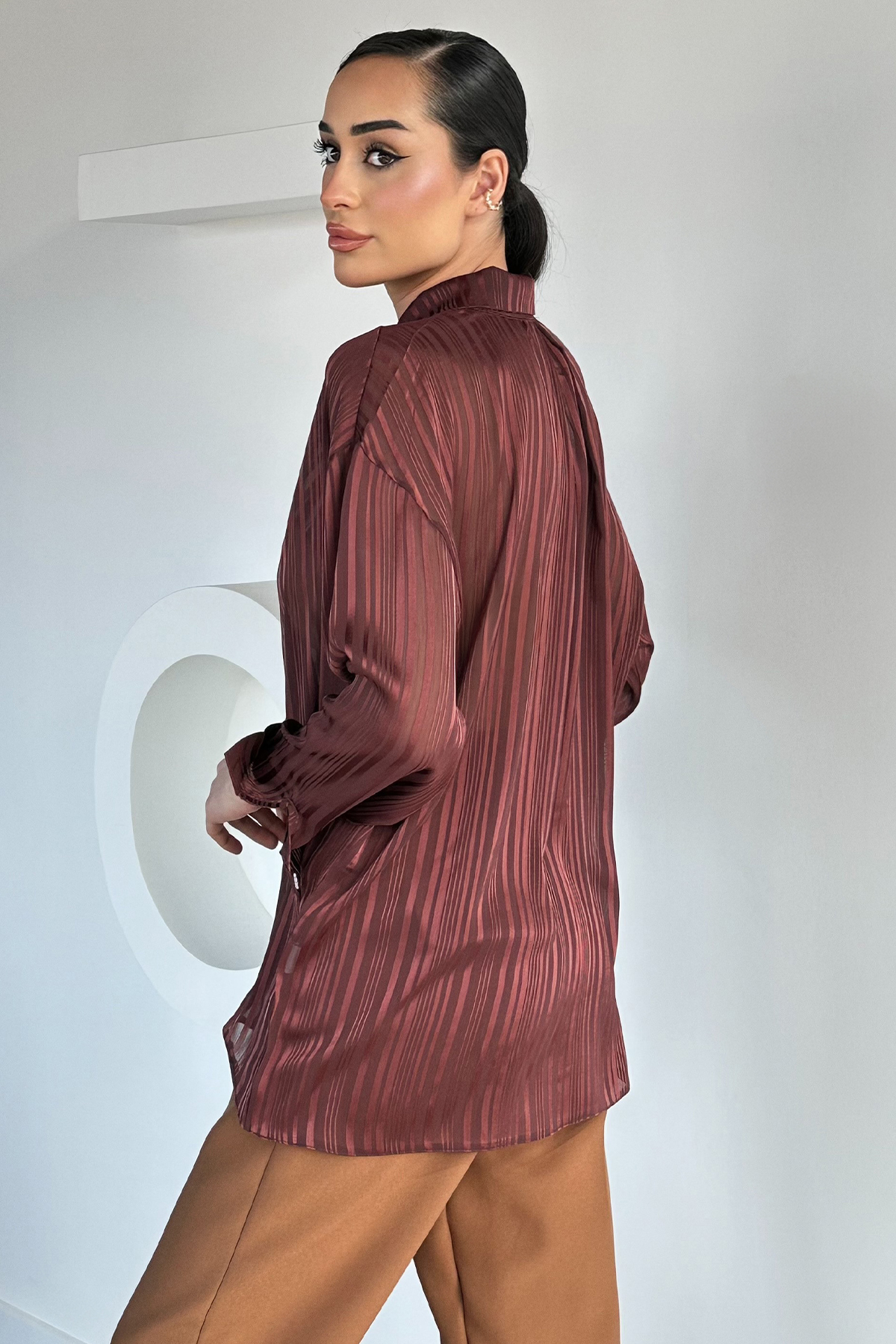 Çizgili Salaş Kısa Gömlek