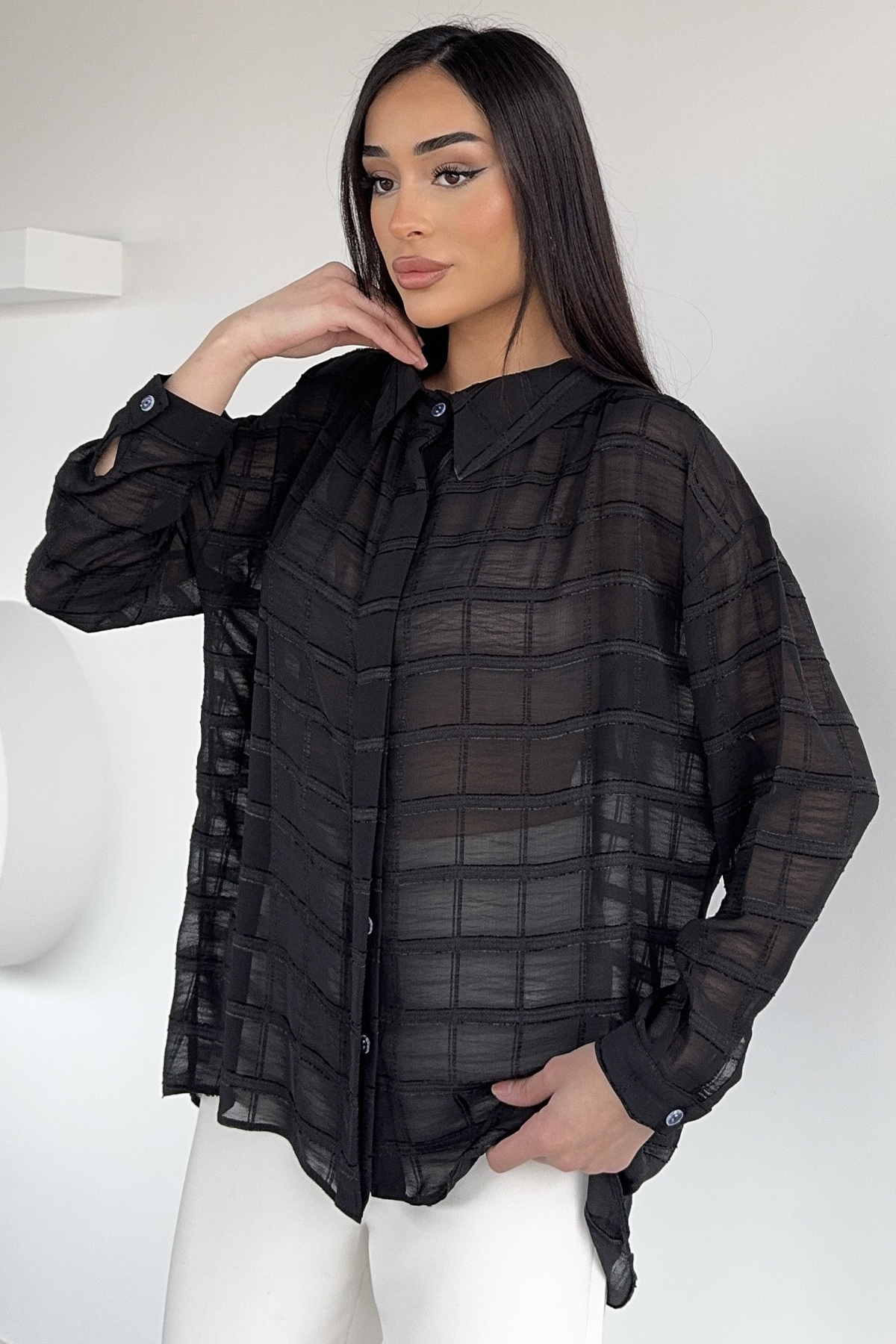 Çizgili Salaş Kısa Gömlek