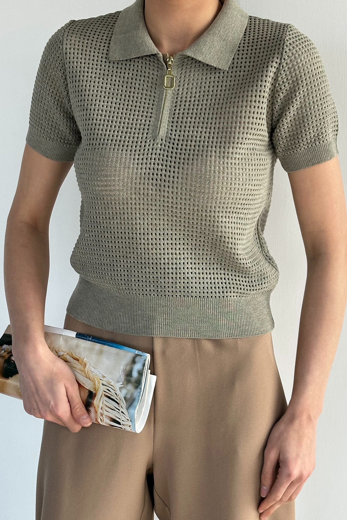 Kadın Gömlek Yaka Fermuarlı Bluz