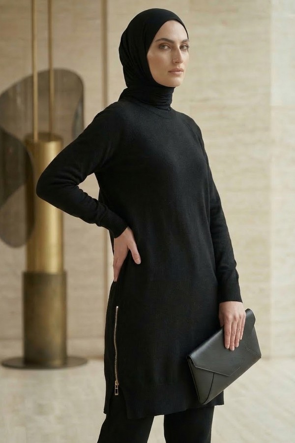 Kadın Yanı Fermuarlı Tunik