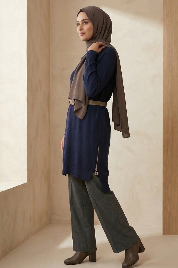Kadın Yanı Fermuarlı Tunik