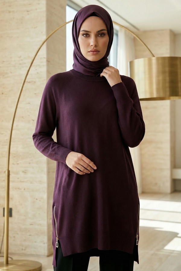 Kadın Yanı Fermuarlı Tunik