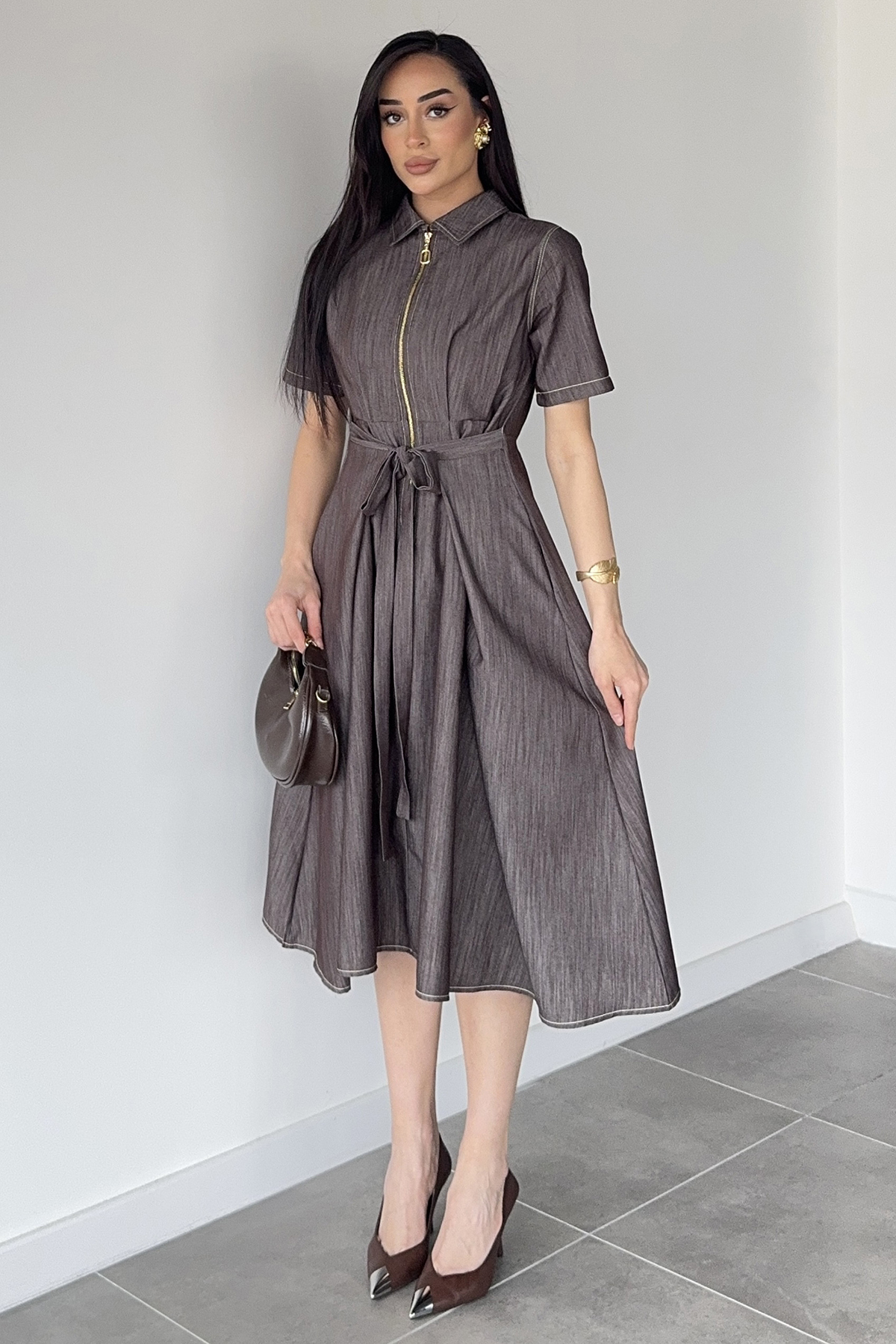 Kadın Jean Kısa Kollu Elbise