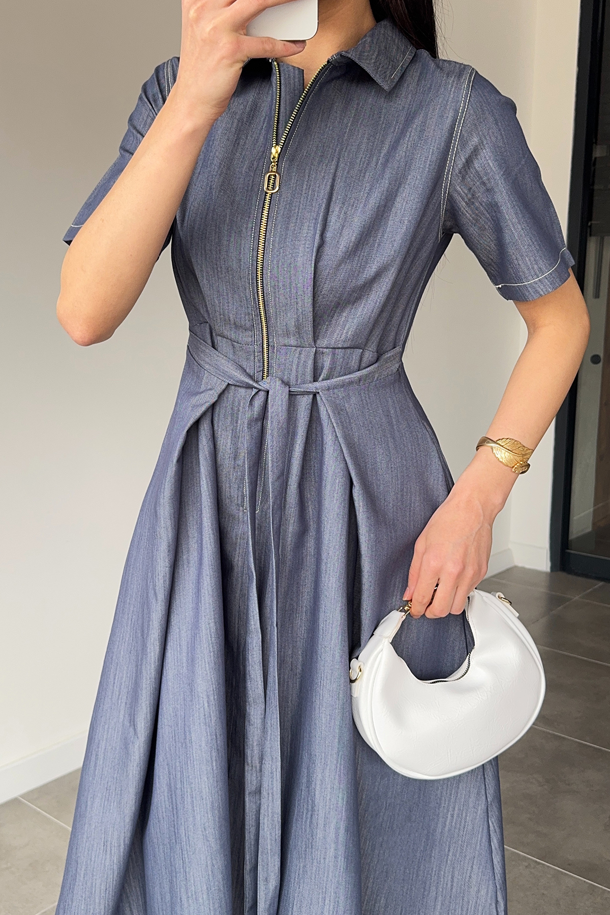 Kadın Jean Kısa Kollu Elbise