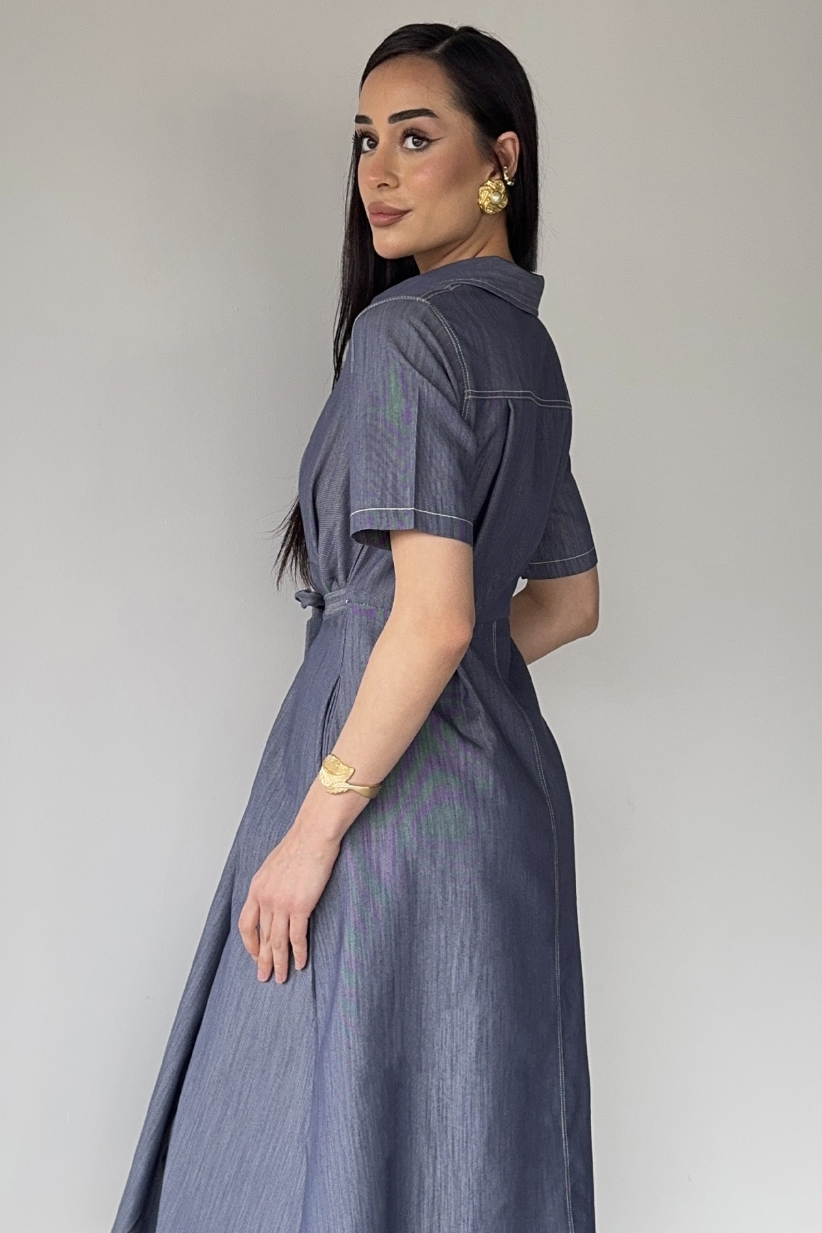 Kadın Jean Kısa Kollu Elbise