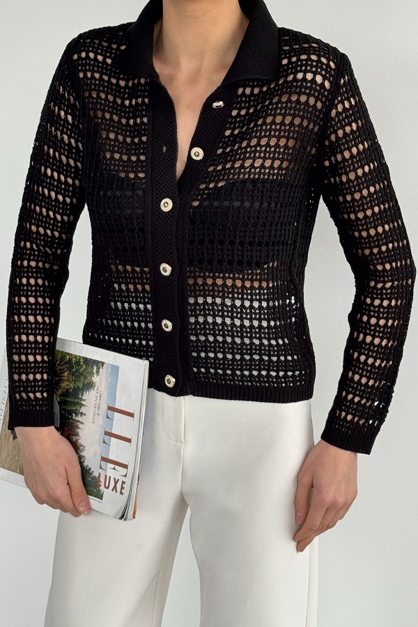 Kadın Gömlek Yaka Düğmeli Hırka