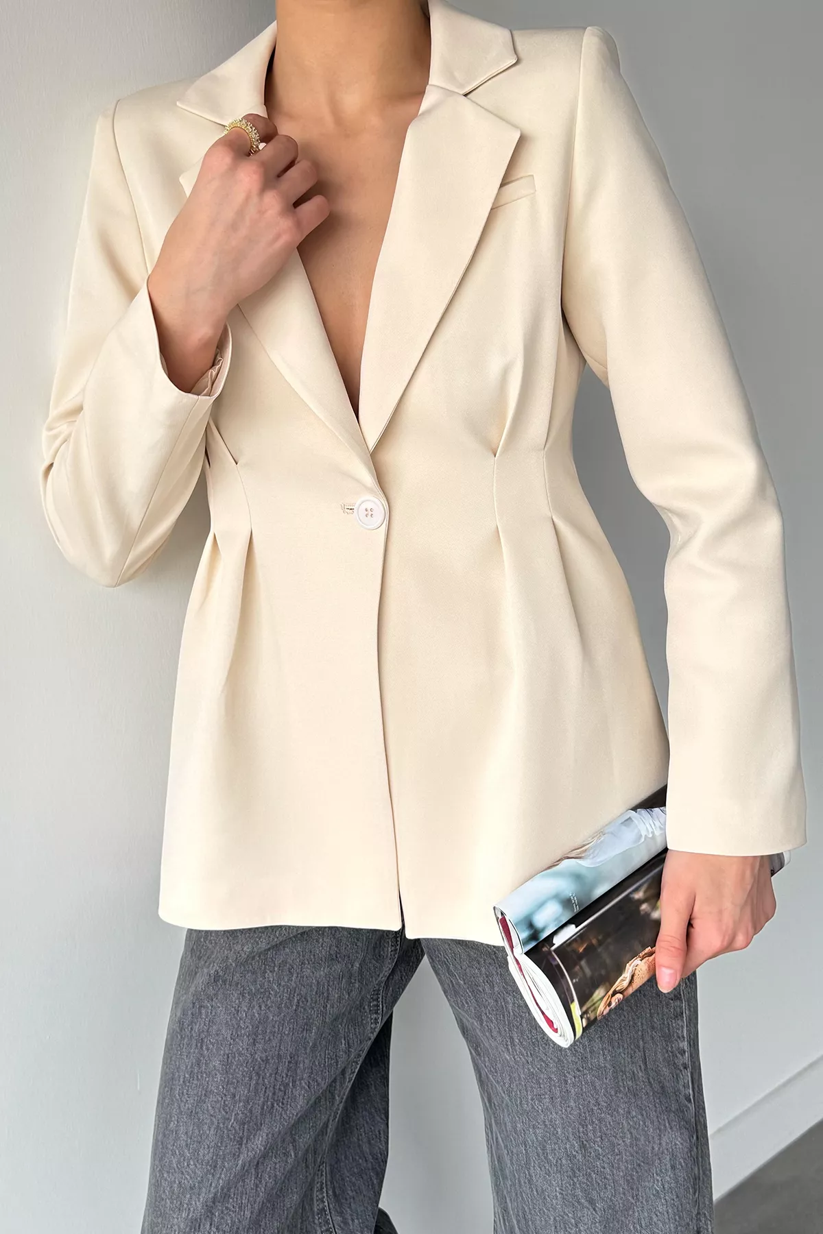 Kadın Piliseli Blazer Ceket