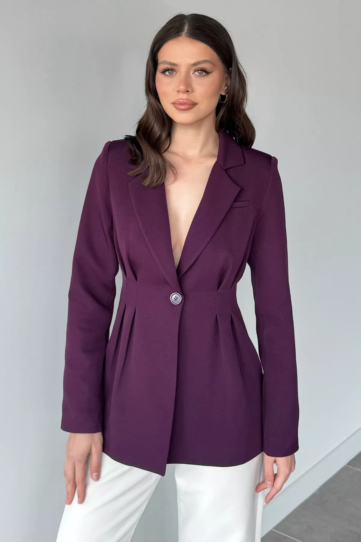 Kadın Piliseli Blazer Ceket