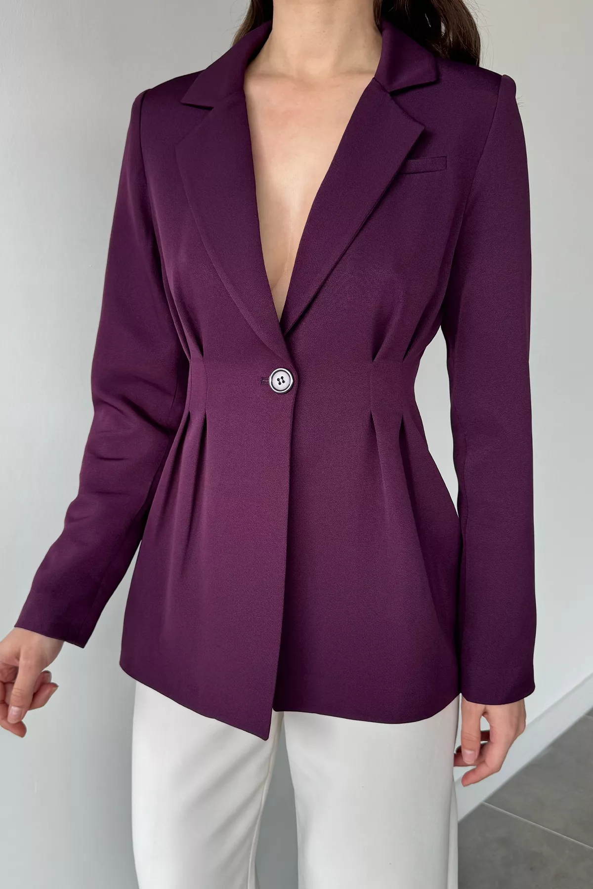 Kadın Piliseli Blazer Ceket