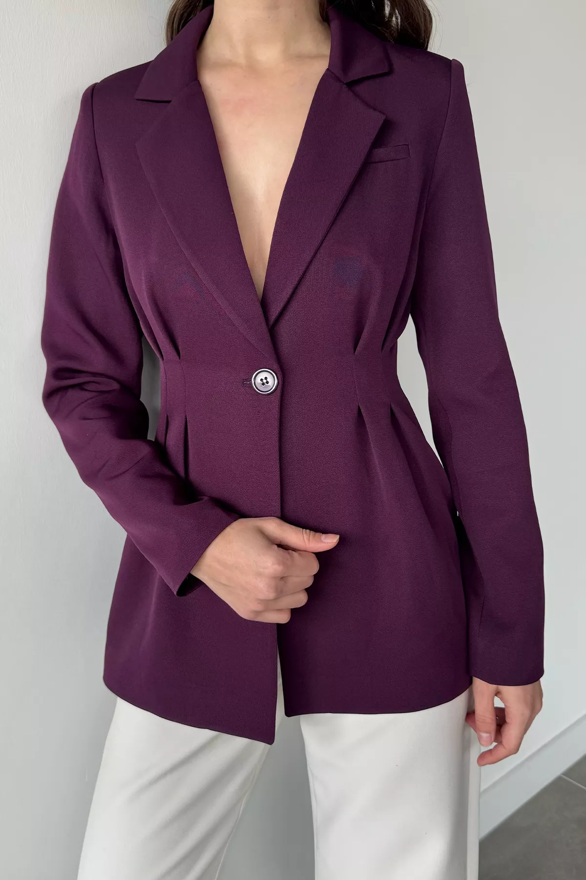 Kadın Piliseli Blazer Ceket