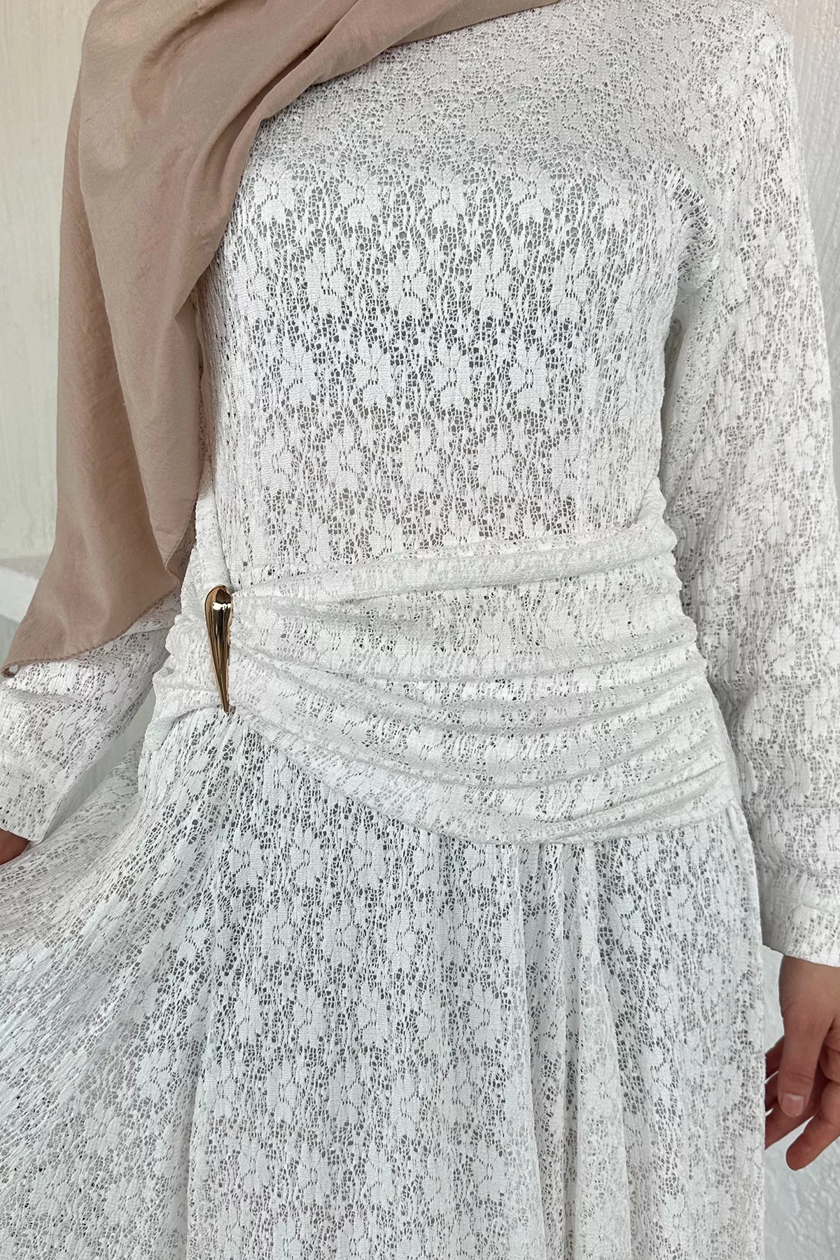 Kadın Dantel Bel Büzgülü Elbise