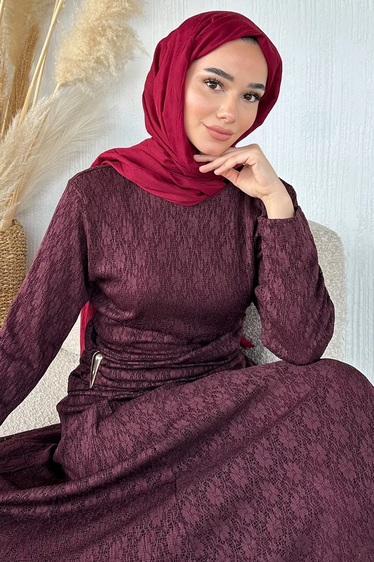 Kadın Dantel Bel Büzgülü Elbise