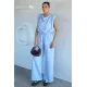 Kadın Bel Lastikli Kuşaklı Tulum