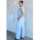 Kadın Bel Lastikli Kuşaklı Tulum