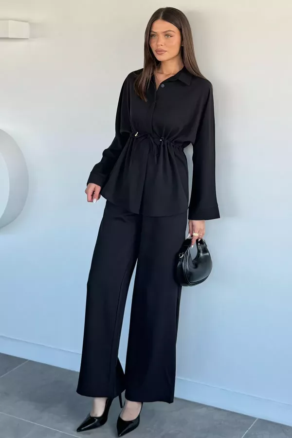 Kadın Oversize Bel Büzgülü İkili Takım