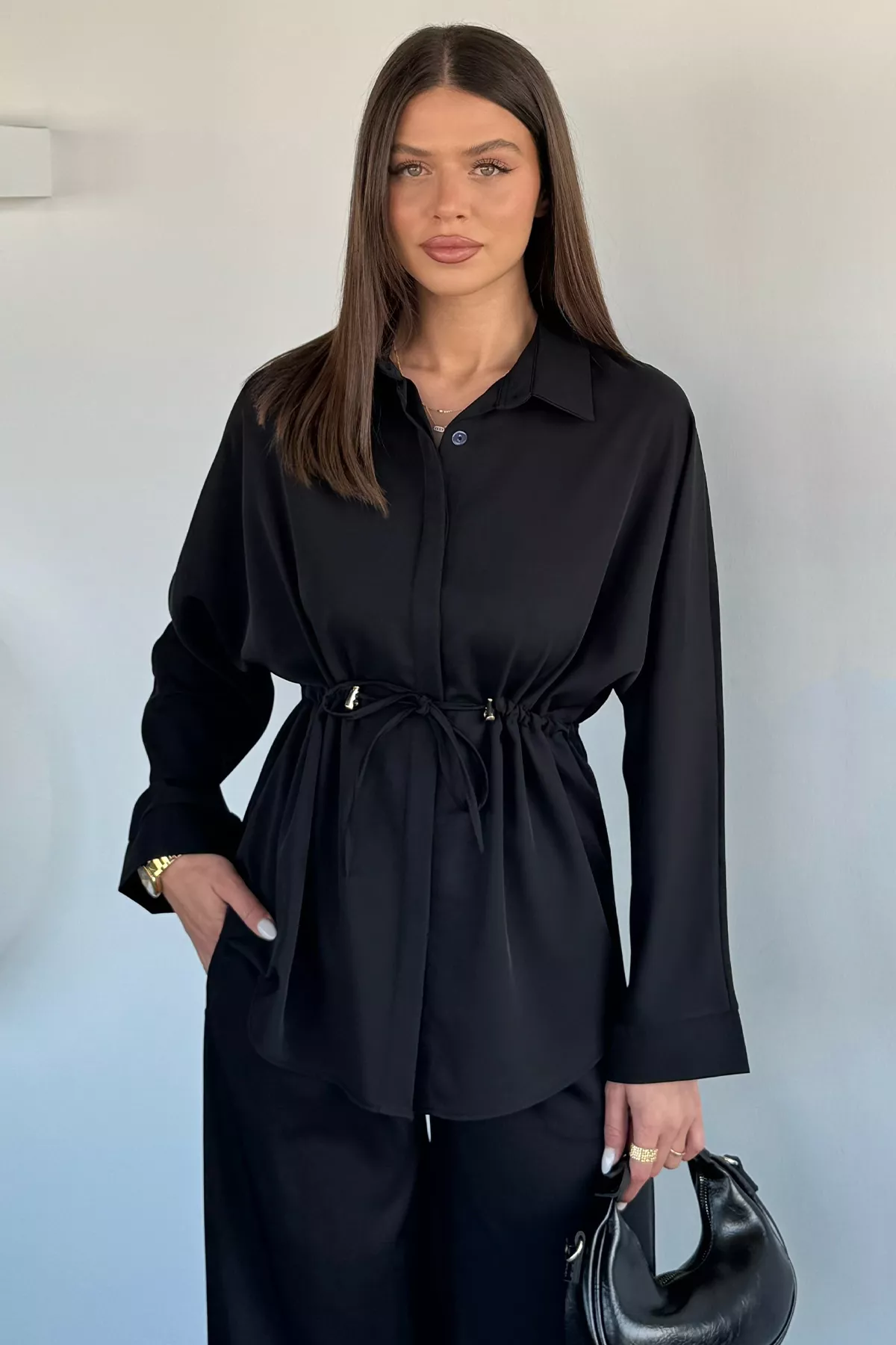Kadın Oversize Bel Büzgülü İkili Takım