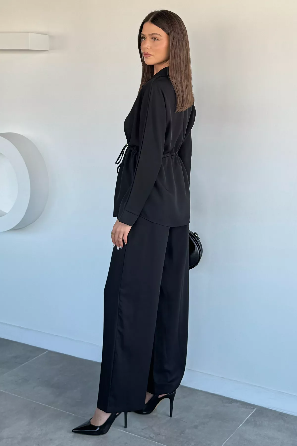 Kadın Oversize Bel Büzgülü İkili Takım