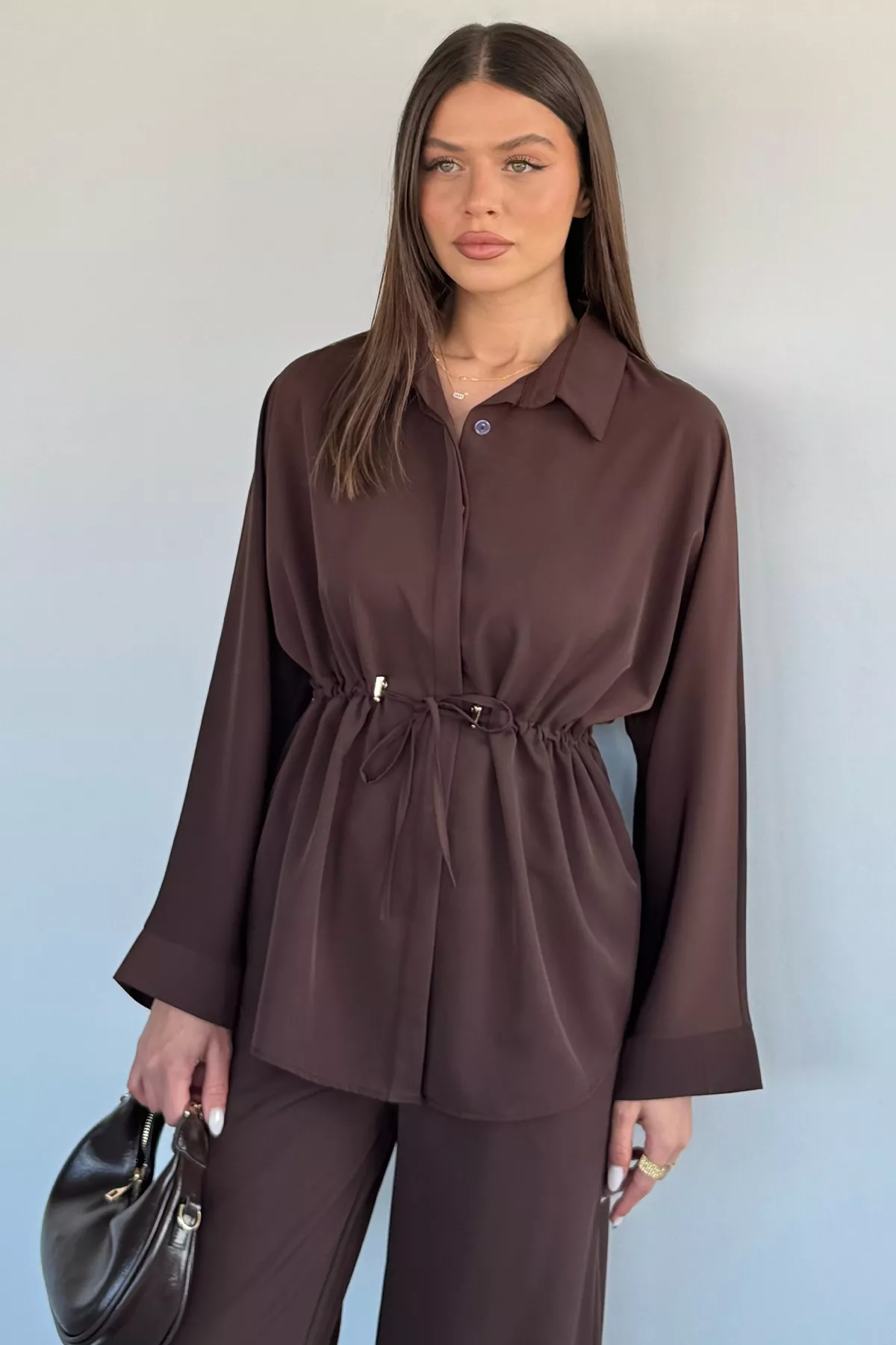 Kadın Oversize Bel Büzgülü İkili Takım